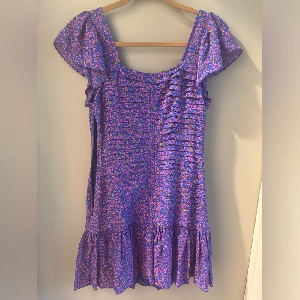 Tanya Taylor Yvette Confetti Print Smocked Mini Dress - Picture 5 of 9